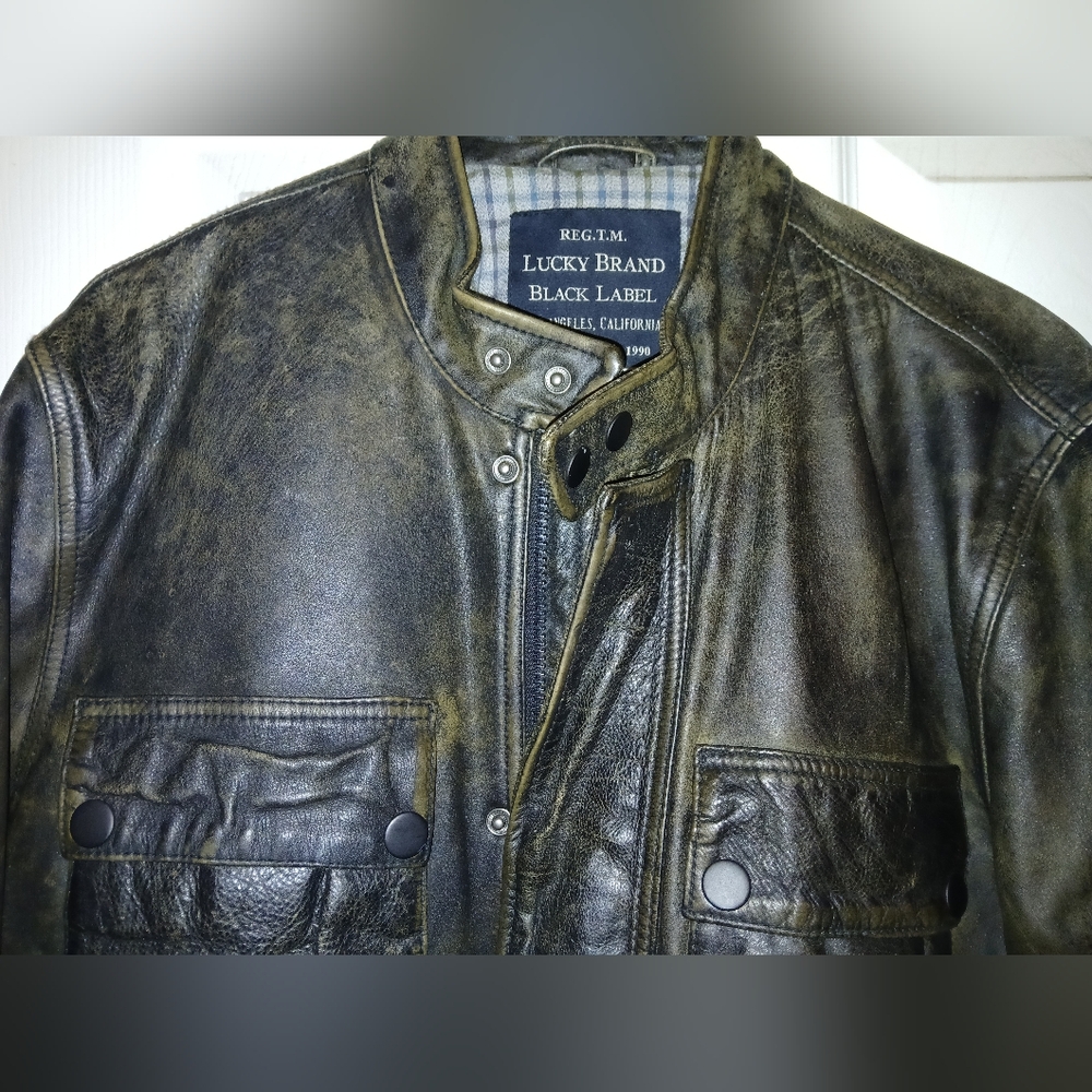 Lucky Brand Black Label The Ace Leather Jacket. Mens M